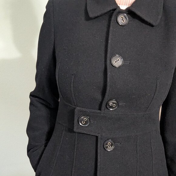 Black Wool Coat Size Small - Picture 3 of 11